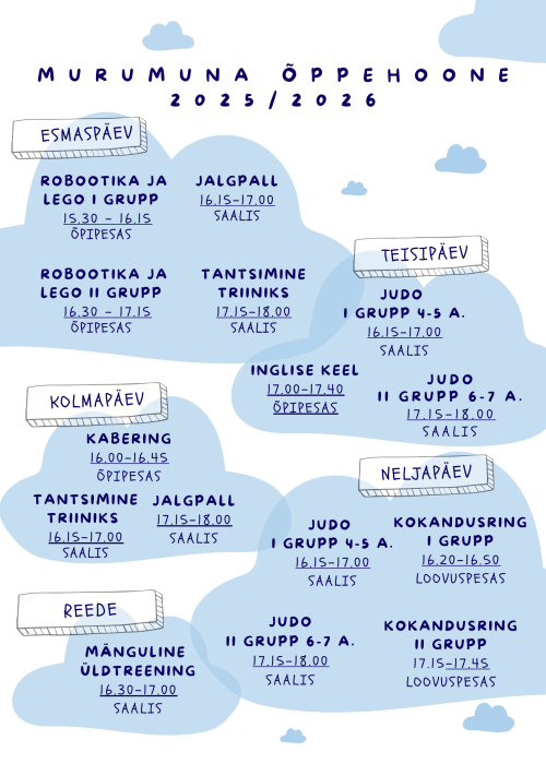 Murumuna huvitegevused 2025/2026 õa