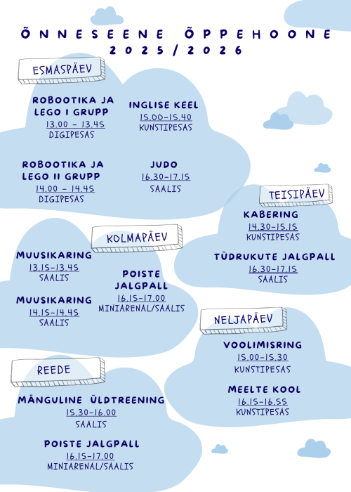 Õnneseene huvitegevused 2025/2026 õa
