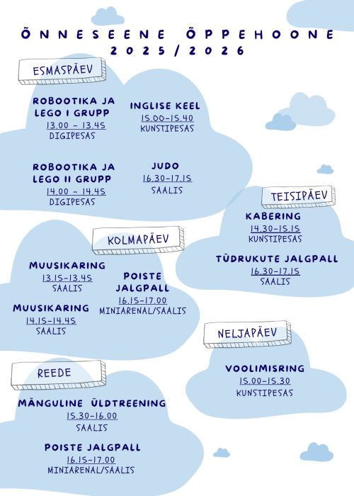 Õnneseene huvitegevused 2025/2026 õa